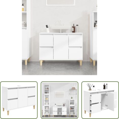 vidaXL Mueble de baño -  Armario para lavabo madera contrachapada blanco 80x33x60 cm