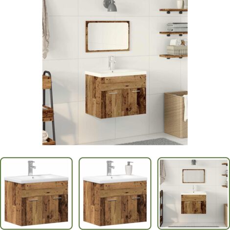vidaXL Mueble de baño con puertas -  Mueble de Cuarto de Baño Madera vieja 60 x 38,5 x 46 cm