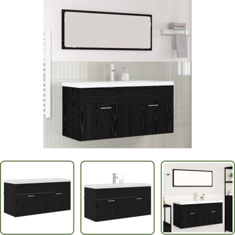 vidaXL Mueble de baño con puertas -  Mueble de Cuarto de Baño Roble Negro 100 x 38,5 x 46 cm