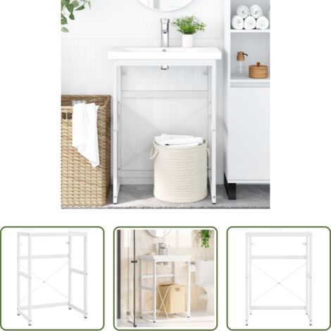 vidaXL Mueble de baño -  Estructura de lavabo de hierro blanco 59x38x83 cm