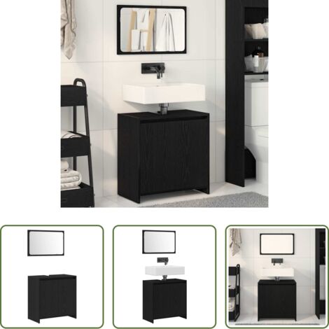 vidaXL Mueble de baño -  Gabinete de Baño con almacenamiento Roble Negro 60 x 33 x 60 cm