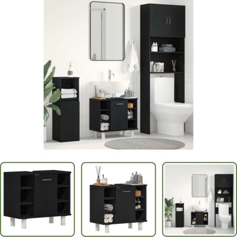 vidaXL Mueble de baño -  Gabinete de Baño con estante Roble Negro 60 x 32 x 54 cm