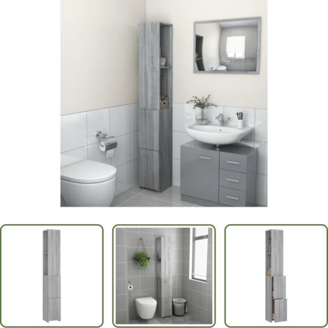 vidaXL Mueble de baño gris -  Mueble de baño madera de ingeniería gris Sonoma 25x26,5x170 cm