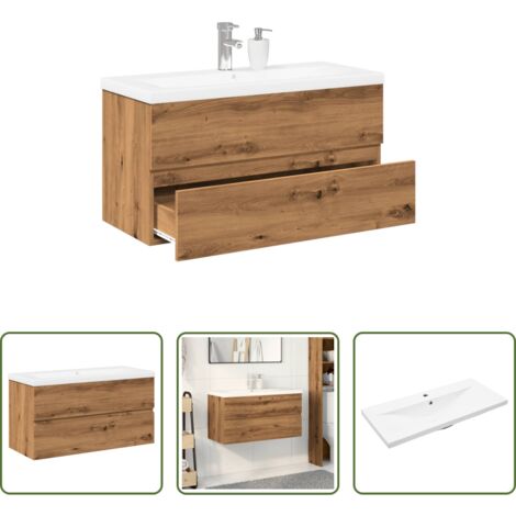 vidaXL Mueble de baño -  Mueble con lavabo integrado roble artisan