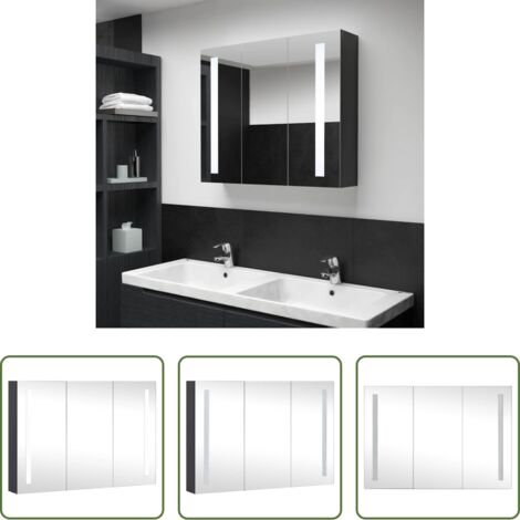 vidaXL Mueble de baño -  Mueble de baño con espejo LED 89x14x62 cm