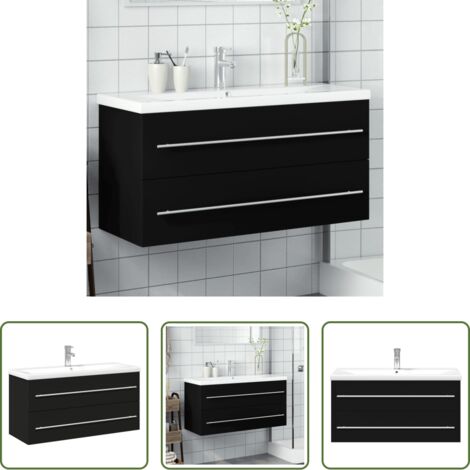 vidaXL Mueble de baño -  Mueble de baño con lavabo integrado negro