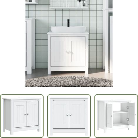vidaXL Mueble de baño -  Mueble de lavabo baño BERG madera maciza pino blanco 60x34x59cm