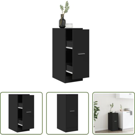vidaXL Mueble de boticario -  Armario botiquín madera de ingeniería negro 30x41x77,5 cm