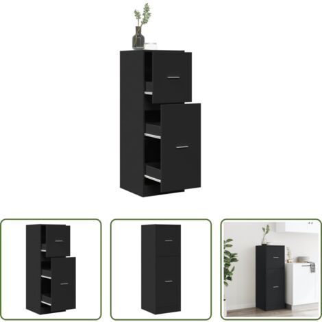 vidaXL Mueble de boticario -  Armario botiquín madera de ingeniería negro 40x41x118 cm
