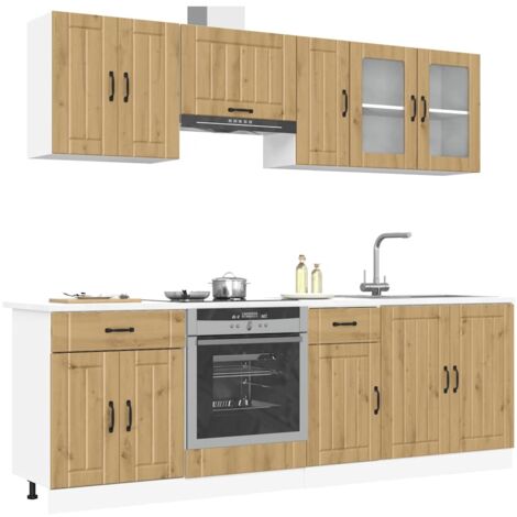 vidaXL Mueble de cocina Kalmar 8 piezas artesanal roble
