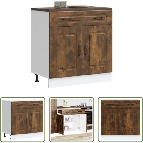 vidaXL Mueble de cocina -  Mueble bajo de cocina Kalmar de madera ingeniería roble ahumado