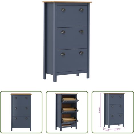 vidaXL Mueble de dormitorio -  Mueble zapatero Hill madera pino gris 72x35x124 cm