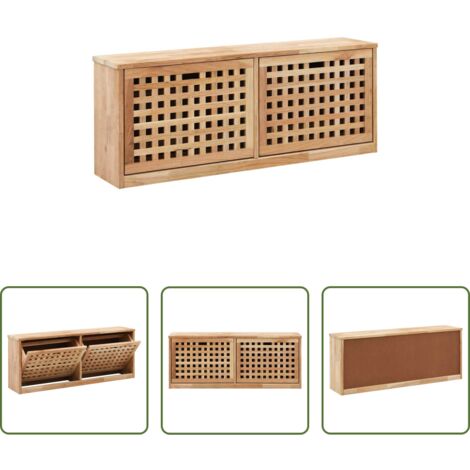 vidaXL Mueble de entrada -  Banco zapatero de madera maciza de nogal 94x20x38 cm