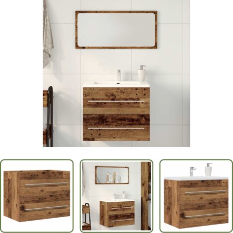 vidaXL Mueble de lavabo -  Mueble de baño para lavabo de madera antigua 60x38,5x48 cm