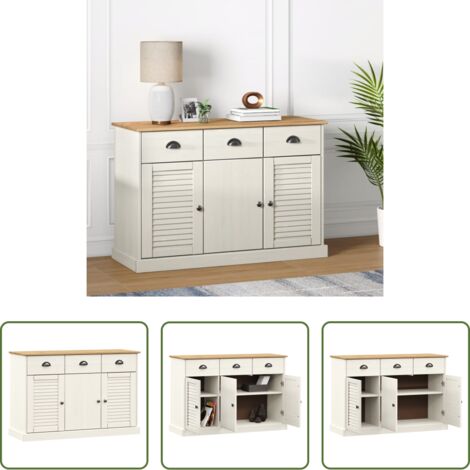 vidaXL Mueble de madera -  Aparador con cajones VIGO madera maciza pino blanco 113x40x75cm