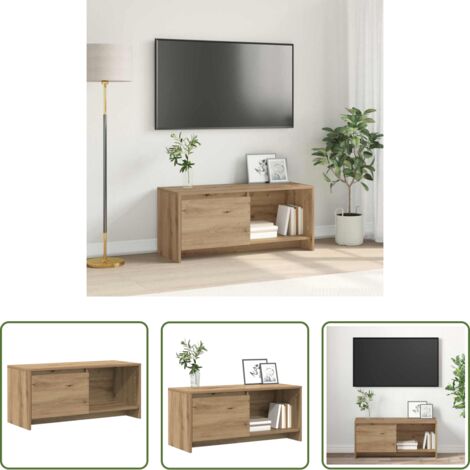 vidaXL Mueble de madera -  Conjunto de mueble de TV Roble artesanal 90 x 35 x 40 cm