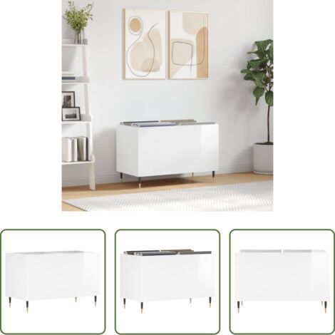 vidaXL Mueble de madera contrachapada -  Mueble discos madera contrachapada blanco brillo 74,5x38x48 cm