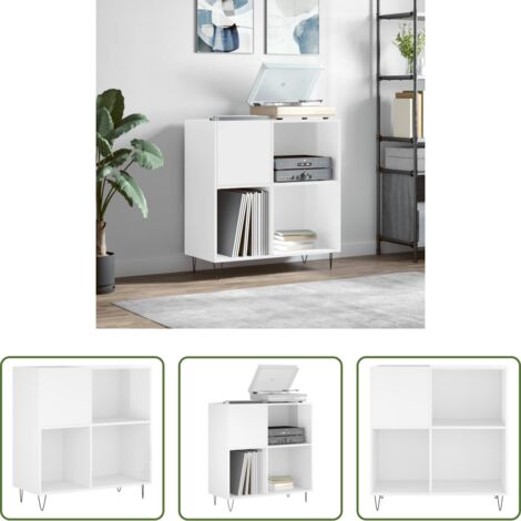 vidaXL Mueble de madera contrachapada -  Mueble discos madera contrachapada blanco brillo 84,5x38x89 cm