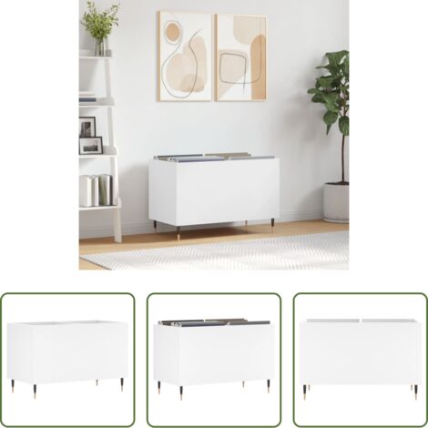 vidaXL Mueble de madera contrachapada -  Mueble para discos madera contrachapada blanco 74,5x38x48 cm