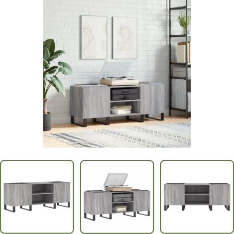 vidaXL Mueble de madera contrachapada -  Mueble para discos madera contrachapada gris sonoma 121x38x48cm