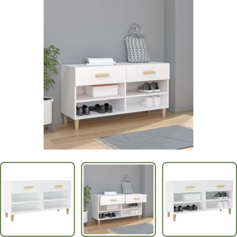 vidaXL Mueble de madera contrachapada -  Mueble zapatero de madera contrachapada blanco 102x35x55 cm