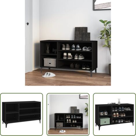 vidaXL Mueble de madera contrachapada - Mueble zapatero madera contrachapada negro 102x36x60 cm