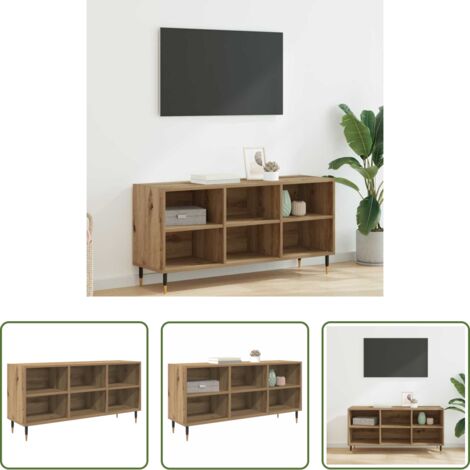vidaXL Mueble de madera -  Gabinete de TV Roble artesanal 103,5 x 30 x 50 cm