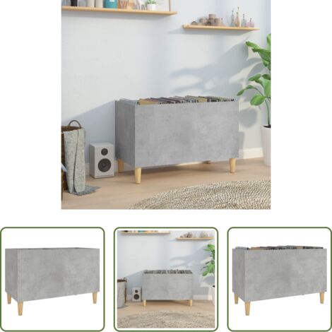 vidaXL Mueble de madera -  Mueble discos madera contrachapada gris hormigón 74,5x38x48 cm