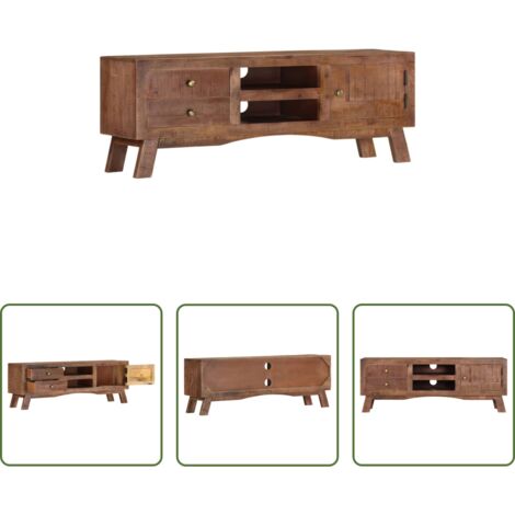 vidaXL Mueble de madera -  Mueble para TV de madera maciza de mango rugosa 110x30x40 cm