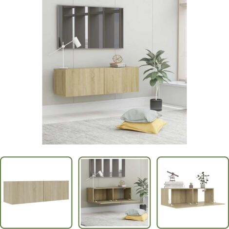 vidaXL Mueble de madera -  Mueble para TV madera contrachapada color roble 100x30x30 cm