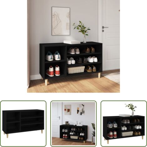 vidaXL Mueble de madera - Mueble zapatero madera contrachapada negro 102x36x60 cm