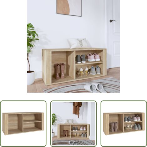 vidaXL Mueble de madera -  Mueble zapatero madera contrachapada roble Sonoma 100x35x45 cm