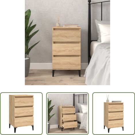 vidaXL Mueble de noche -  Mesita de noche madera contrachapada roble sonoma 40x35x70 cm