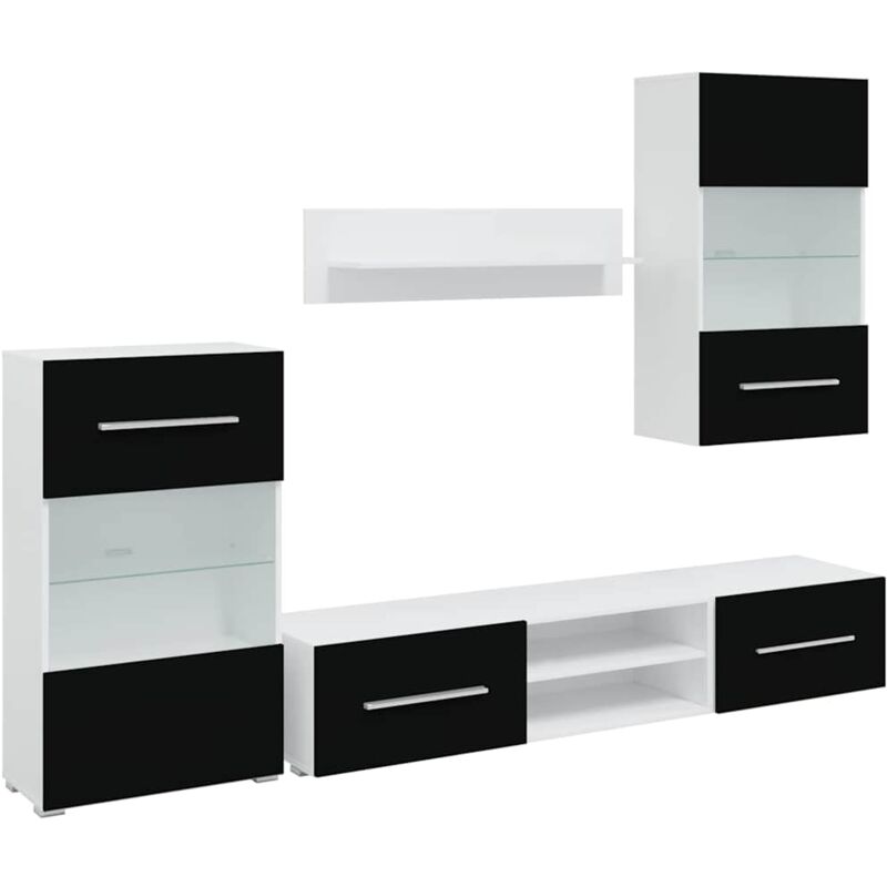 

Juego de Muebles de Salón 5 Piezas con Iluminación LED Negro - Negro - Vidaxl