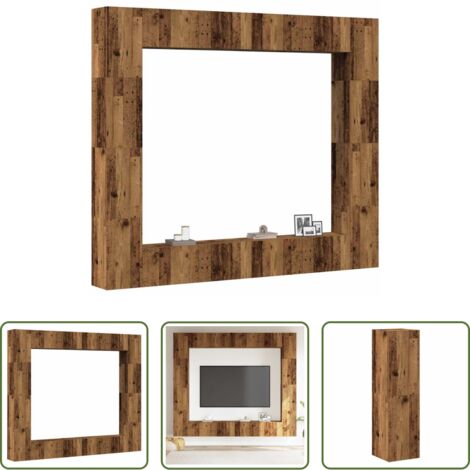 vidaXL Mueble de pared -  Conjunto de mueble de TV 8 piezas montado la pared madera vieja