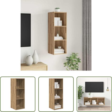 vidaXL Mueble de pared -  Conjunto de mueble de TV Roble artesanal 37 x 37 x 107 cm