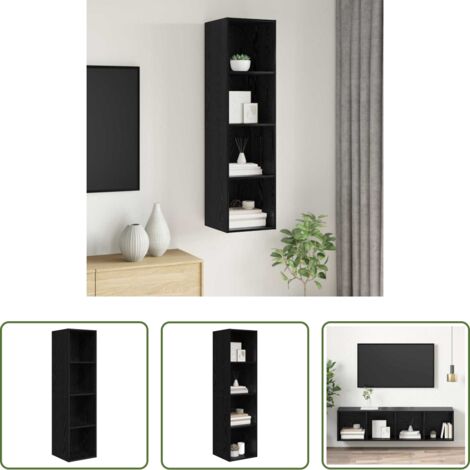 vidaXL Mueble de pared -  Conjunto de mueble de TV Roble Negro 37 x 37 x 142,5 cm