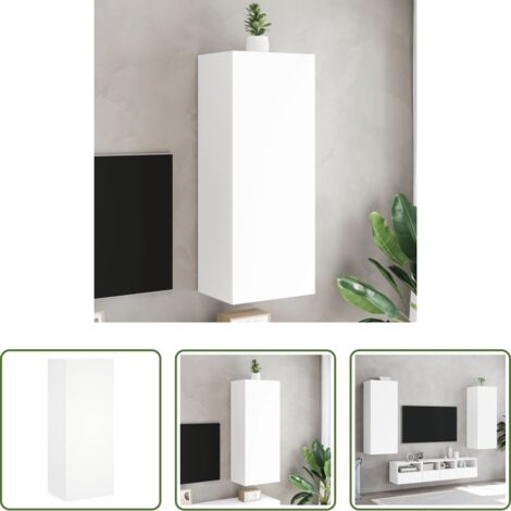 vidaXL Mueble de pared de madera -  Mueble de TV de pared madera ingeniería blanco 40,5x30x102 cm