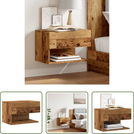 vidaXL Mueble de pared -  Mesita de noche de pared madera envejecida