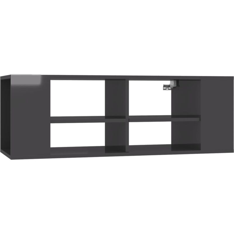 

vidaXL Mueble de pared para TV aglomerado gris brillante 102x35x35 cm - Gris