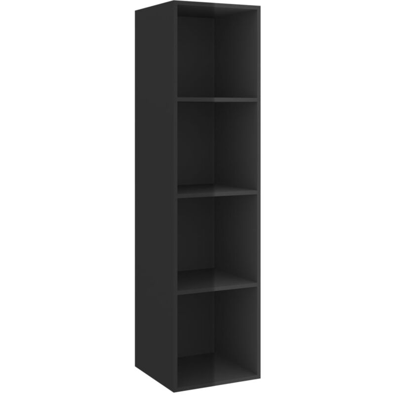 

vidaXL Mueble de pared para TV aglomerado negro brillo 37x37x142,5 cm - Negro