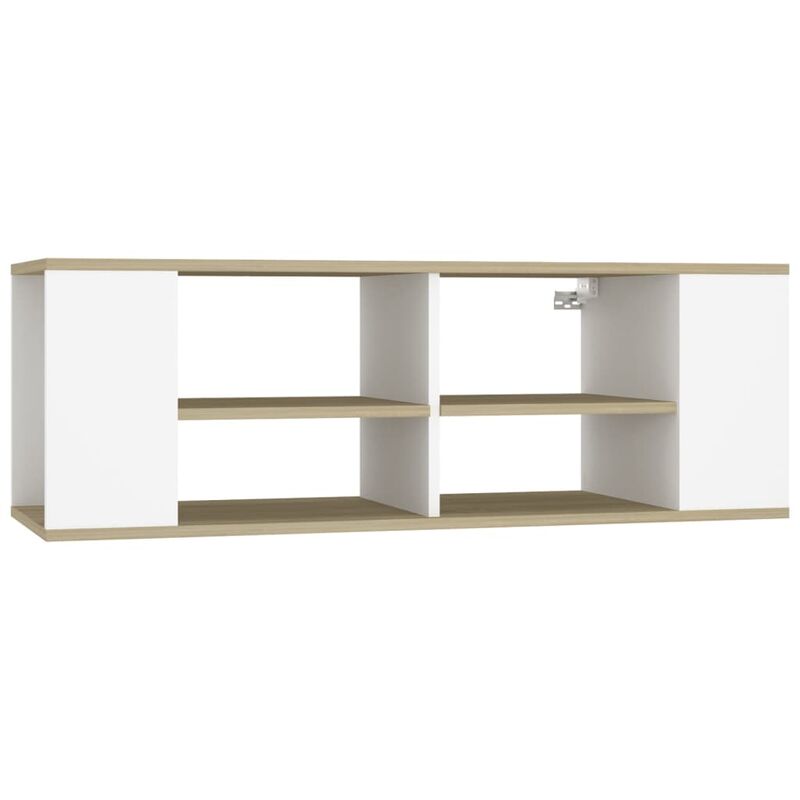 

Mueble de pared TV aglomerado blanco roble Sonoma 102x35x35cm - Blanco - Vidaxl