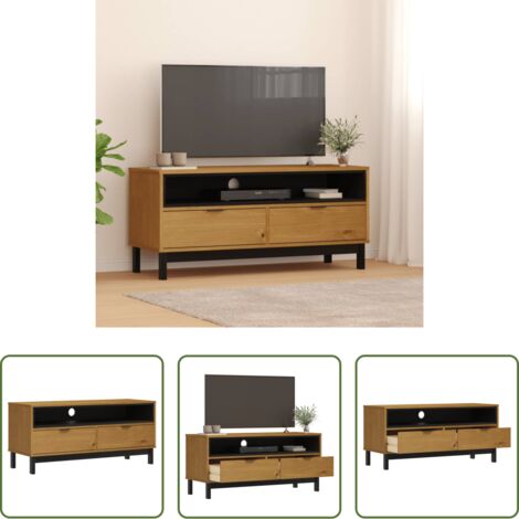 vidaXL Mueble de pino -  Mueble para TV FLAM madera maciza de pino 110x40x50 cm