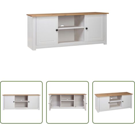 vidaXL Mueble de pino -  Mueble para TV madera de pino estilo Panamá blanco 120x40x50 cm