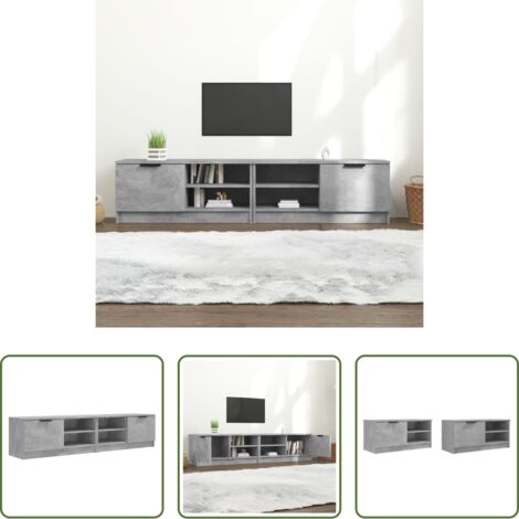 vidaXL Mueble de tv 2 pzas -  Mueble de TV 2 pzas madera contrachapada hormigón 80x35x36,5 cm