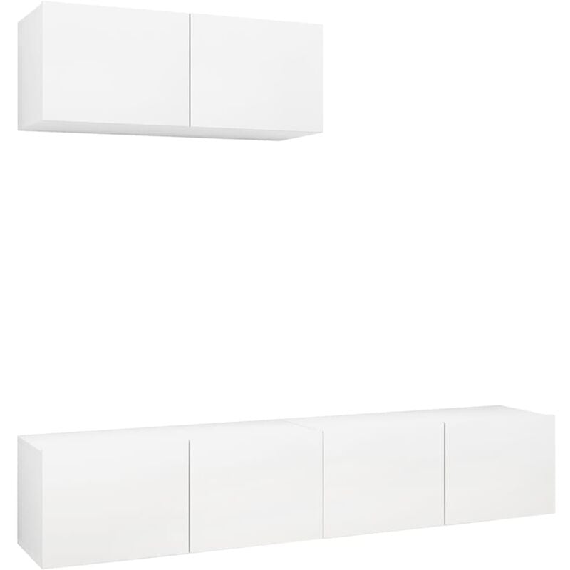 

Mueble de TV 3 piezas de aglomerado blanco - Blanco - Vidaxl