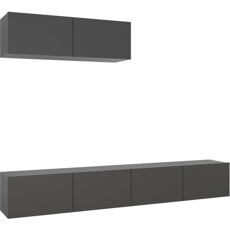 

Mueble de TV 3 piezas de aglomerado gris - Gris - Vidaxl
