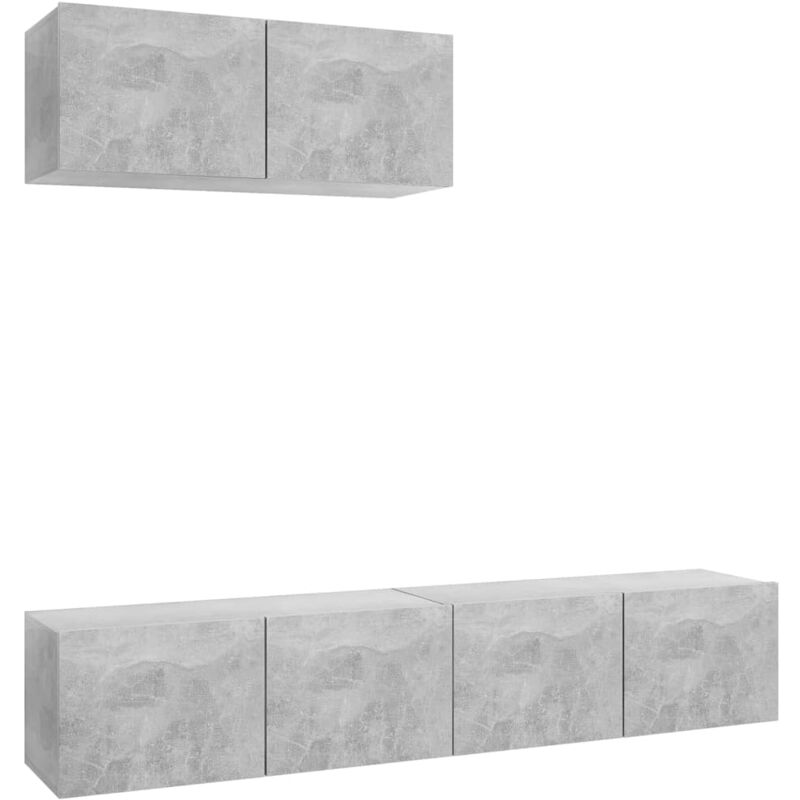 

Mueble de TV 3 piezas de aglomerado gris hormigón - Gris - Vidaxl