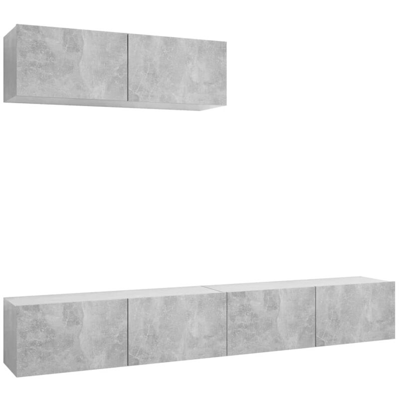 

Mueble de TV 3 piezas de aglomerado gris hormigón - Gris - Vidaxl