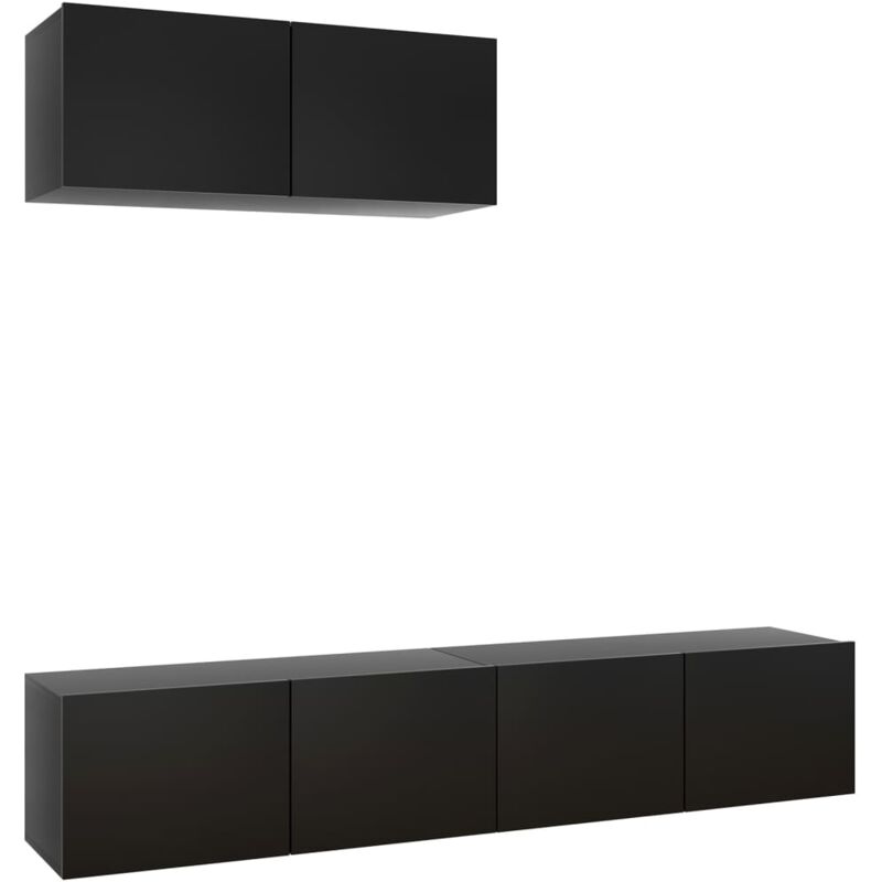 

Mueble de TV 3 piezas de aglomerado negro - Negro - Vidaxl